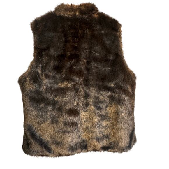 Charter Club Reversible Faux Fur Vest Size Large Black Brown Cozy Winter Layer - Picture 4 of 6